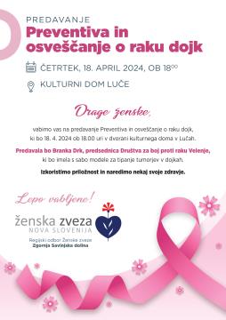 Vabilo - Predavanje rak dojk